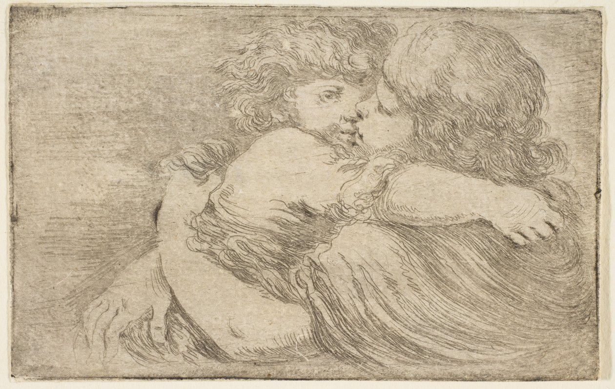 Två barn Embrace, ca. 1662. av Stefano della Bella