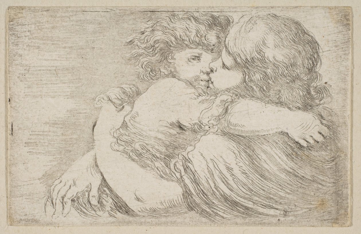 Två barn Embrace, ca. 1662. av Stefano della Bella