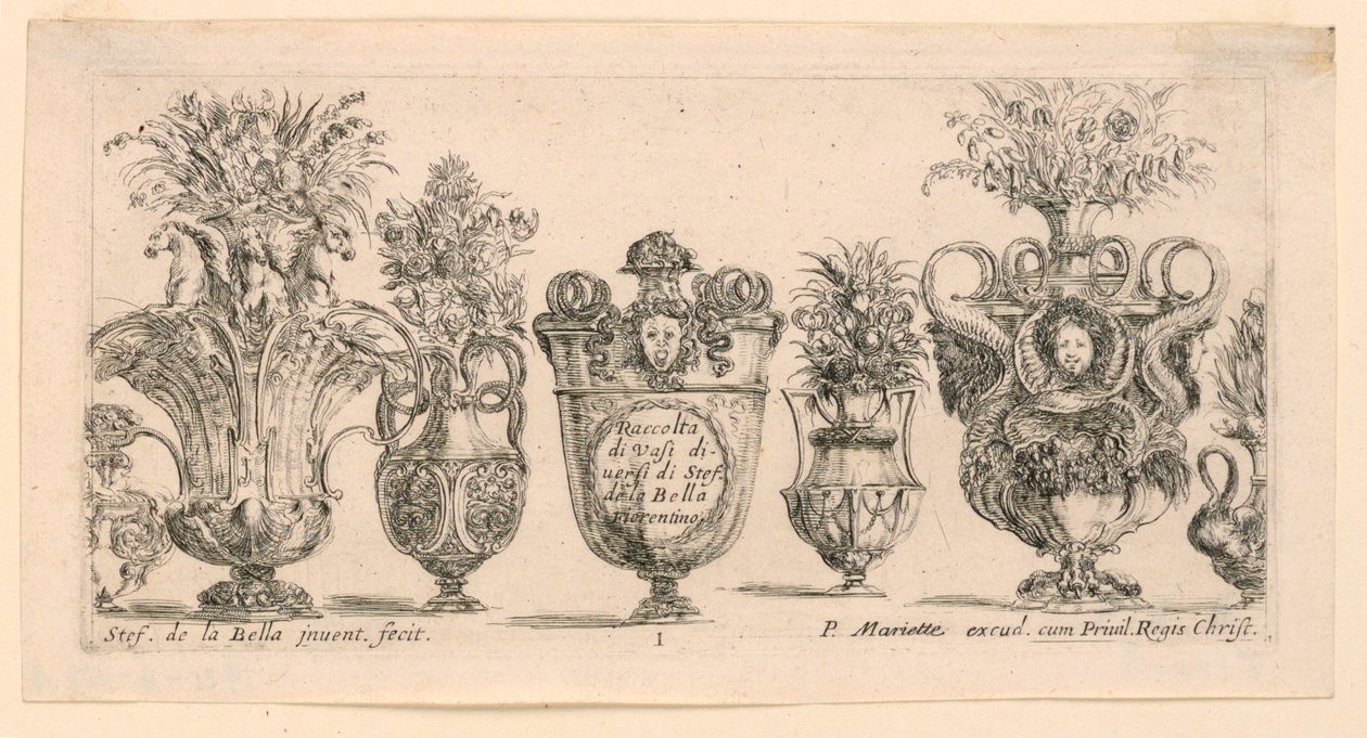 Vaser, från "Collection of Different Vases" av Stefano della Bella