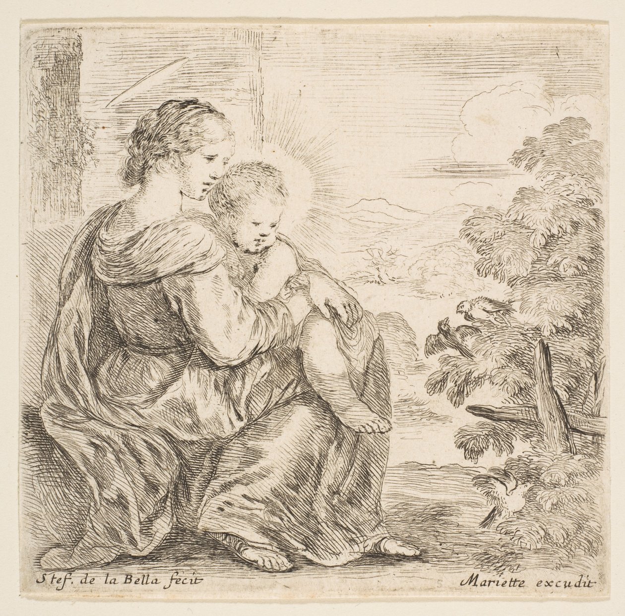 Jungfru och Kristusbarn, 1641. av Stefano della Bella