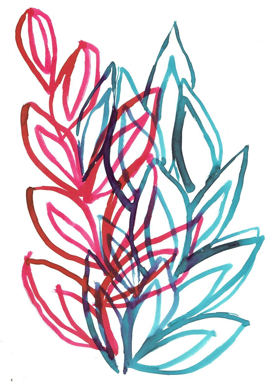 Bloom, 2016 (tusch på papper) av Stephen Dow