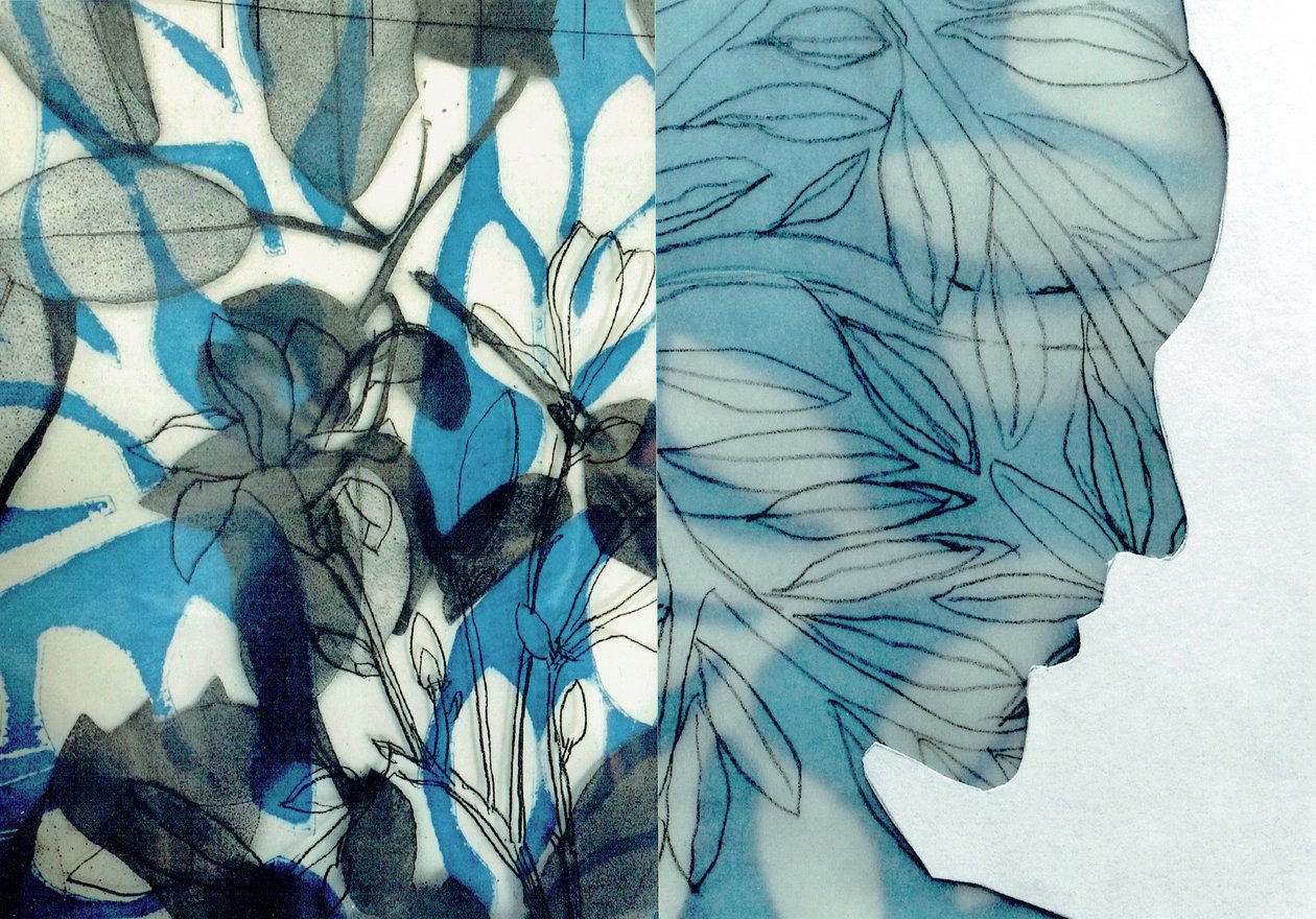 La Foret IX, 2017 (monoprint  collage) av Stephen Dow