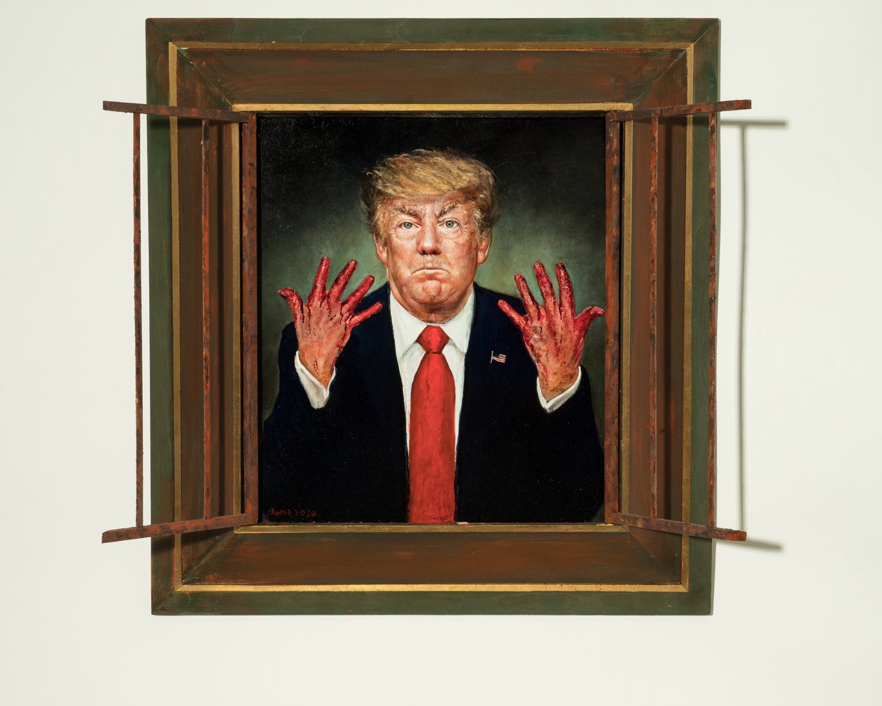Trump åtalad, 2020 (olja på panel) av Steven Skollar