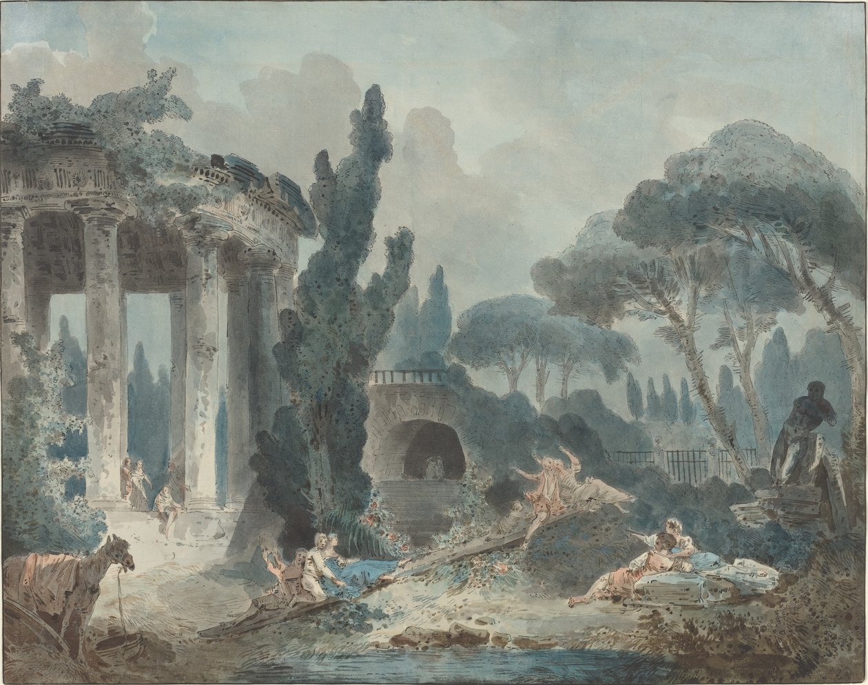 Gungbrädan av Style of Hubert Robert