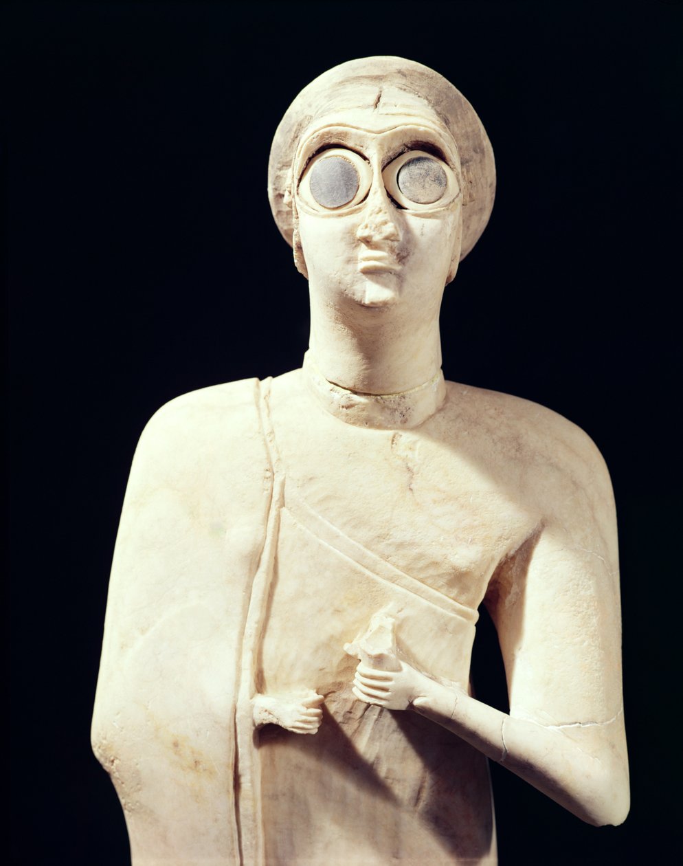 Staty av den stora gudinnan, från Tell Asmar, 2800-2300 f.Kr. kalkstensdetalj från 195515 av Sumerian