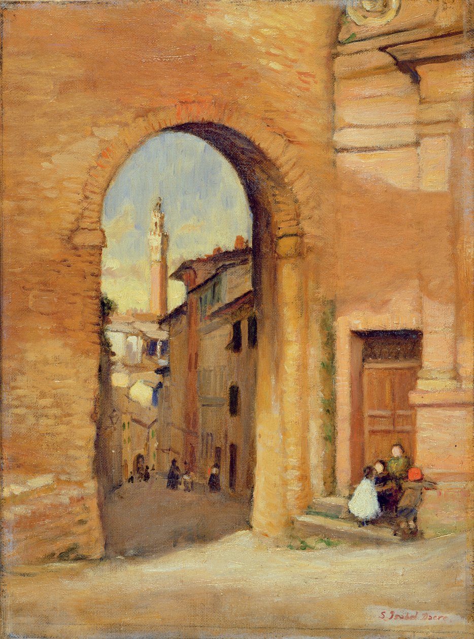 Gateway at Siena (olja på duk) av Susan Isabel Dacre