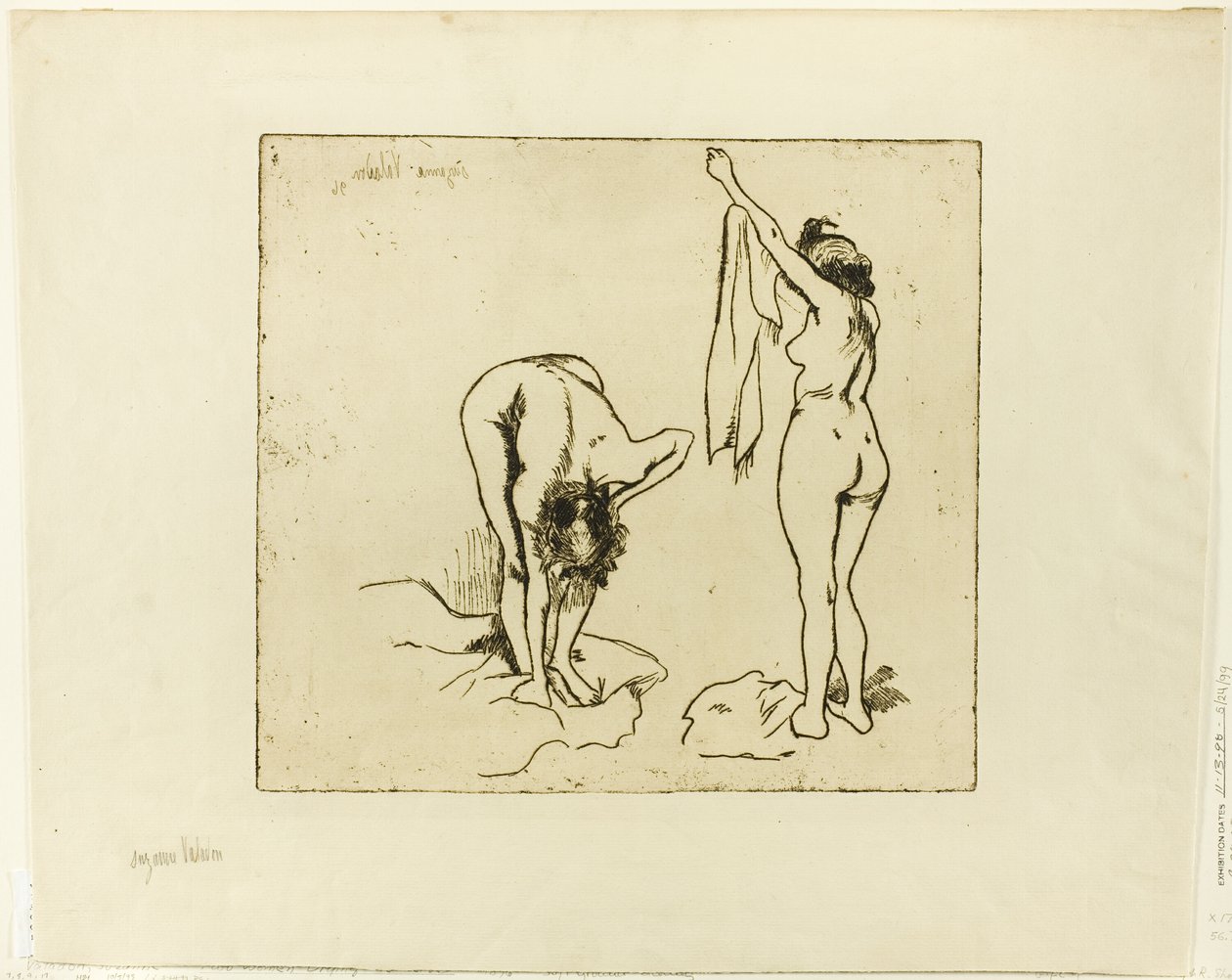 Två kvinnor som torkar sig själva av Suzanne Valadon