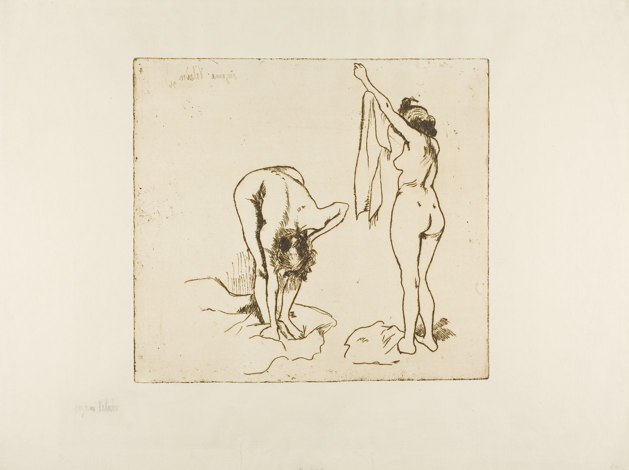 Två kvinnor som torkar sig själva av Suzanne Valadon