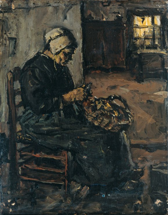 Peasant Woman Peeling Potatoes  av Suze Robertson
