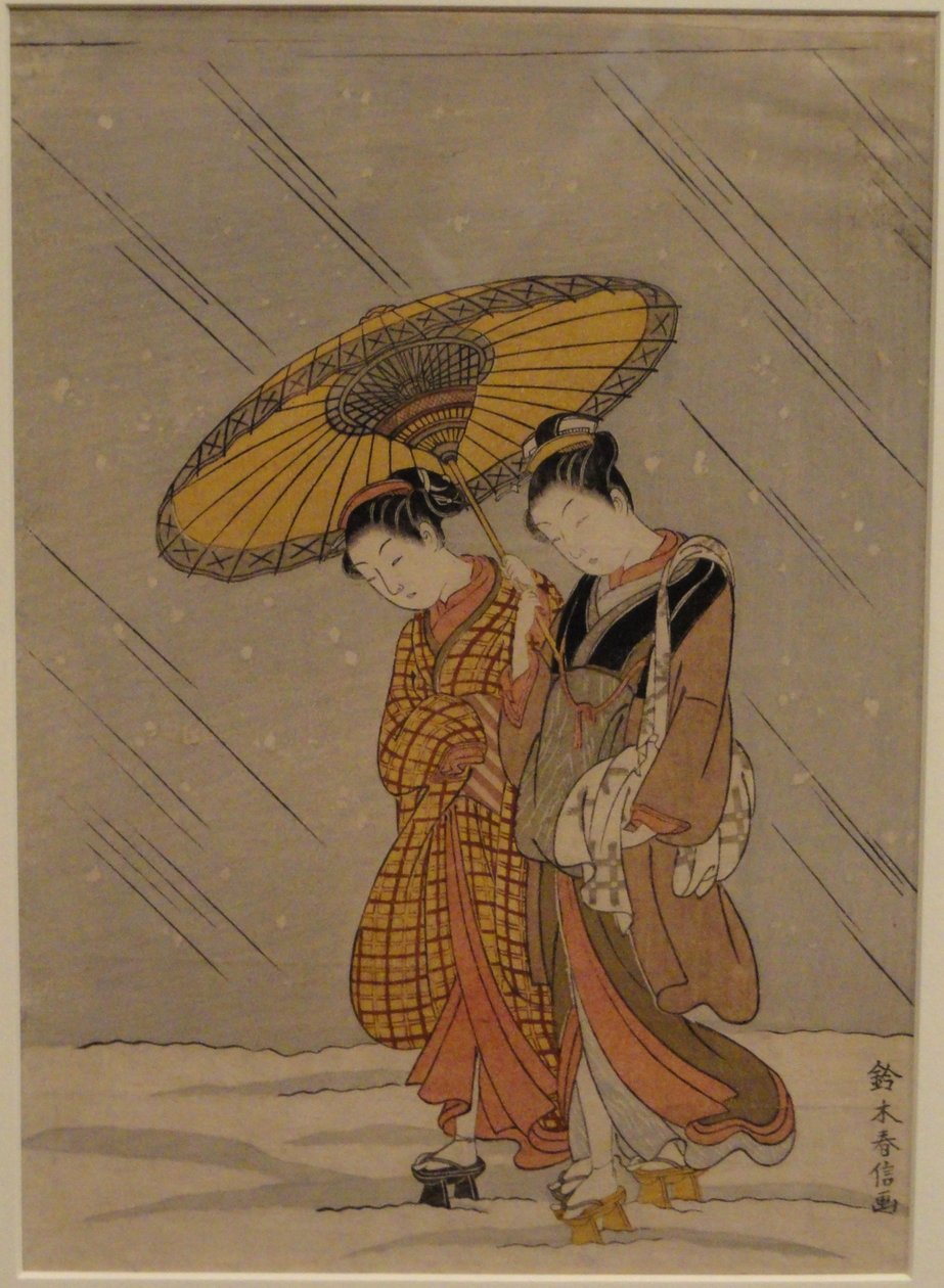 Par i en snöstorm av Suzuki Harunobu