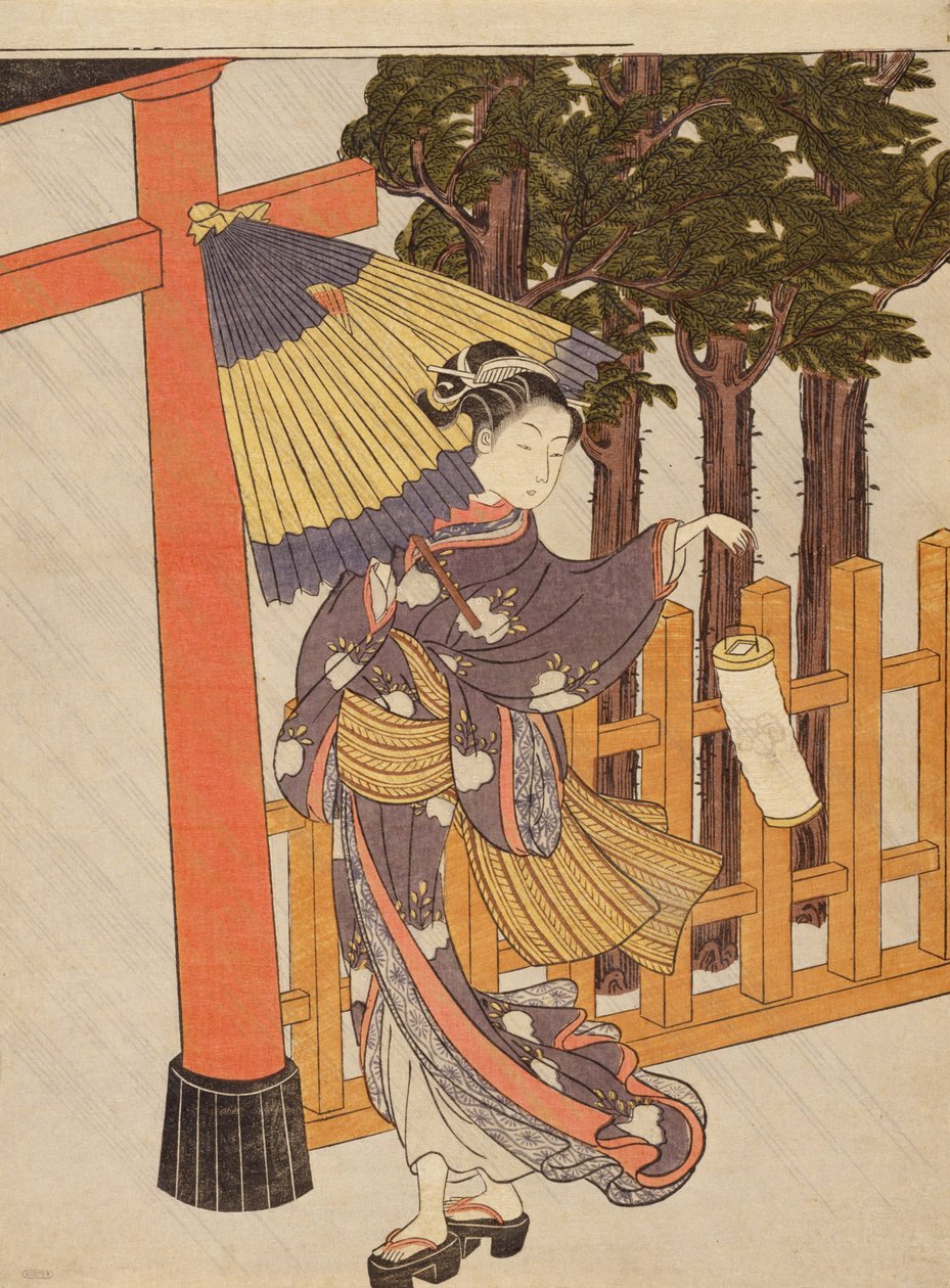 Woman Visiting the Shrine in the Night av Suzuki Harunobu