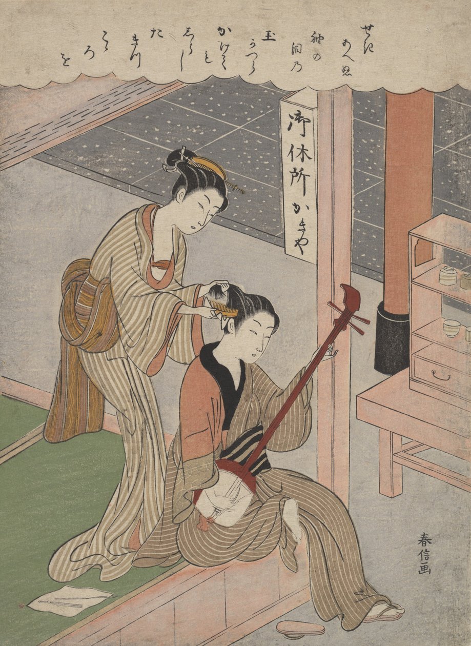 Kammar sitt hår, 1770, 1770. av Suzuki Harunobu