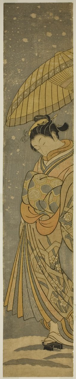 Courtesan på parad i fallande snö av Suzuki Harunobu