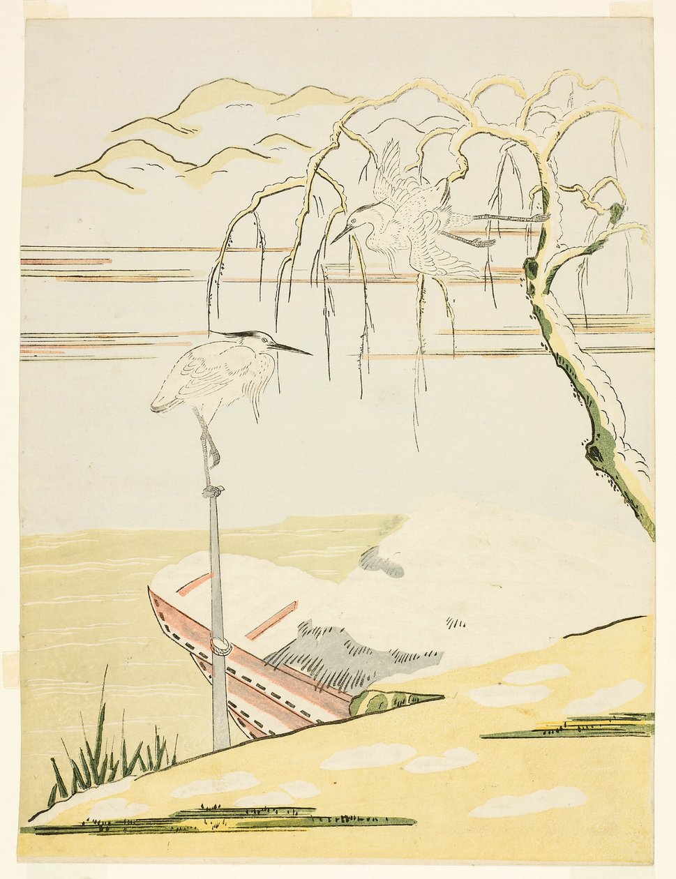 Egrets i snön av Suzuki Harunobu