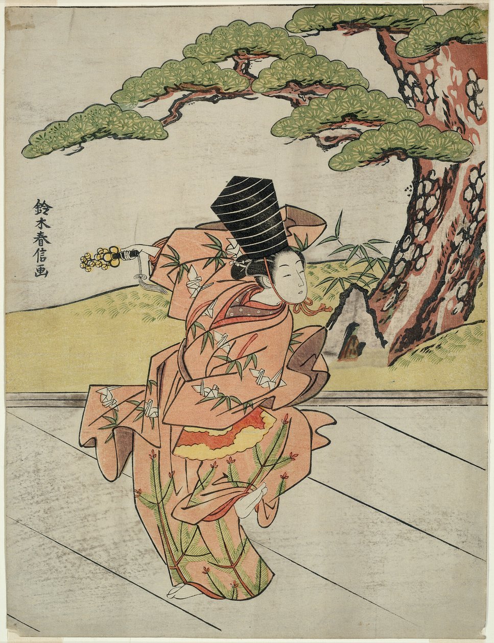 Kvinnlig Sanbaso-dansare av Suzuki Harunobu