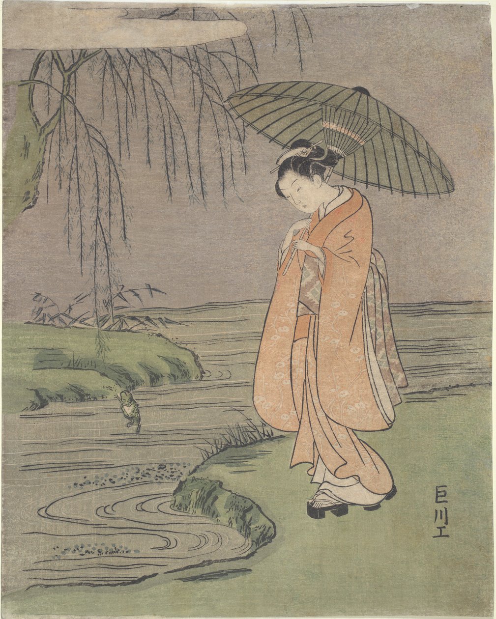 Parody of Ono no Tofu av Suzuki Harunobu