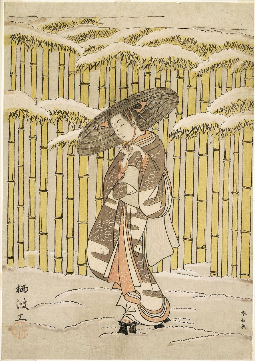 Passerar Bamboo Grove av Suzuki Harunobu