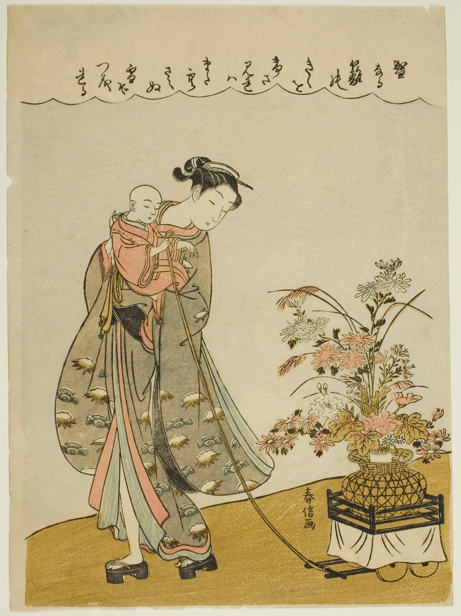 Dra en blomstervagn av Suzuki Harunobu
