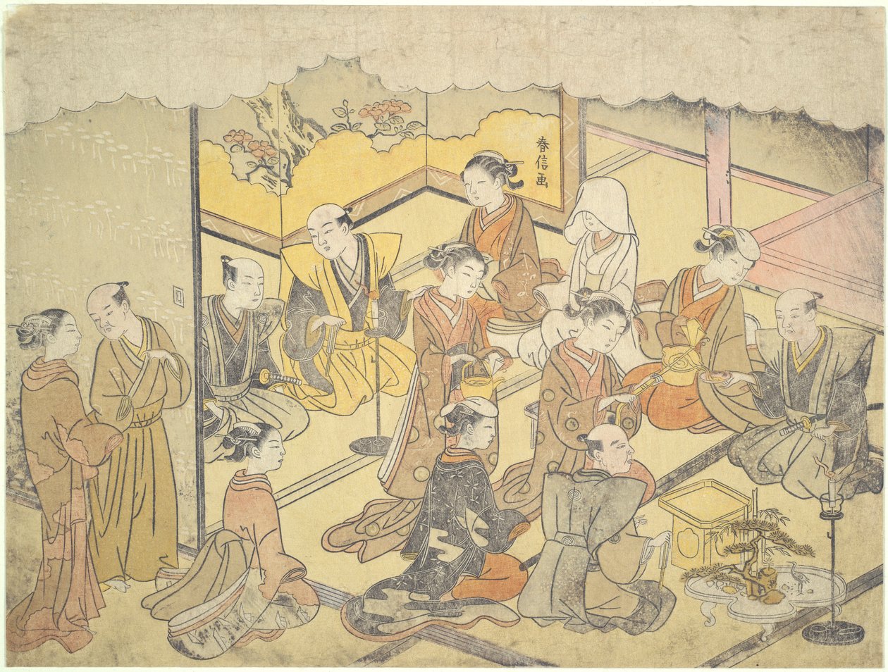 The Wedding Sake Cup : Bröllopsceremonierna av Suzuki Harunobu