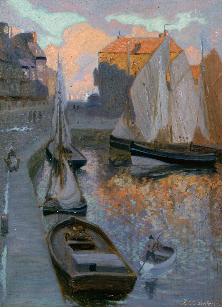 Hamnen i Honfleur av Sven Otto Lindstrom
