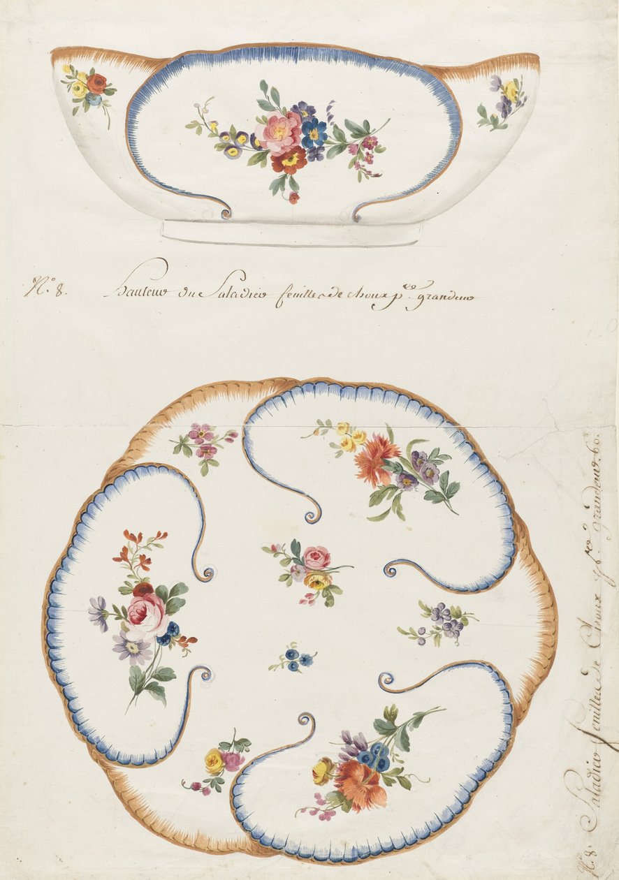Design for a Painted Porcelain- Cabbage Leaf Salad Bowl, for Sèvres Porcelain Manufactory av Sèvres Porcelain Manufactory