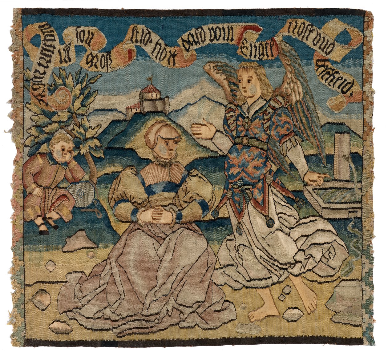 Gobelängpanel föreställande Hagar och ängeln av Swiss School