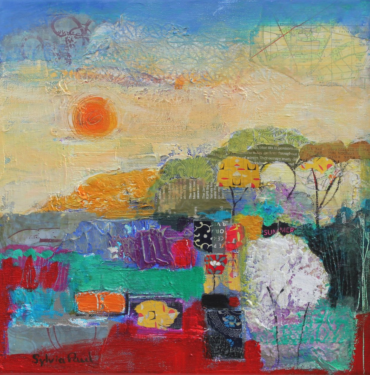 Colors of Summer 2014 akrylpapperscollage av Sylvia Paul