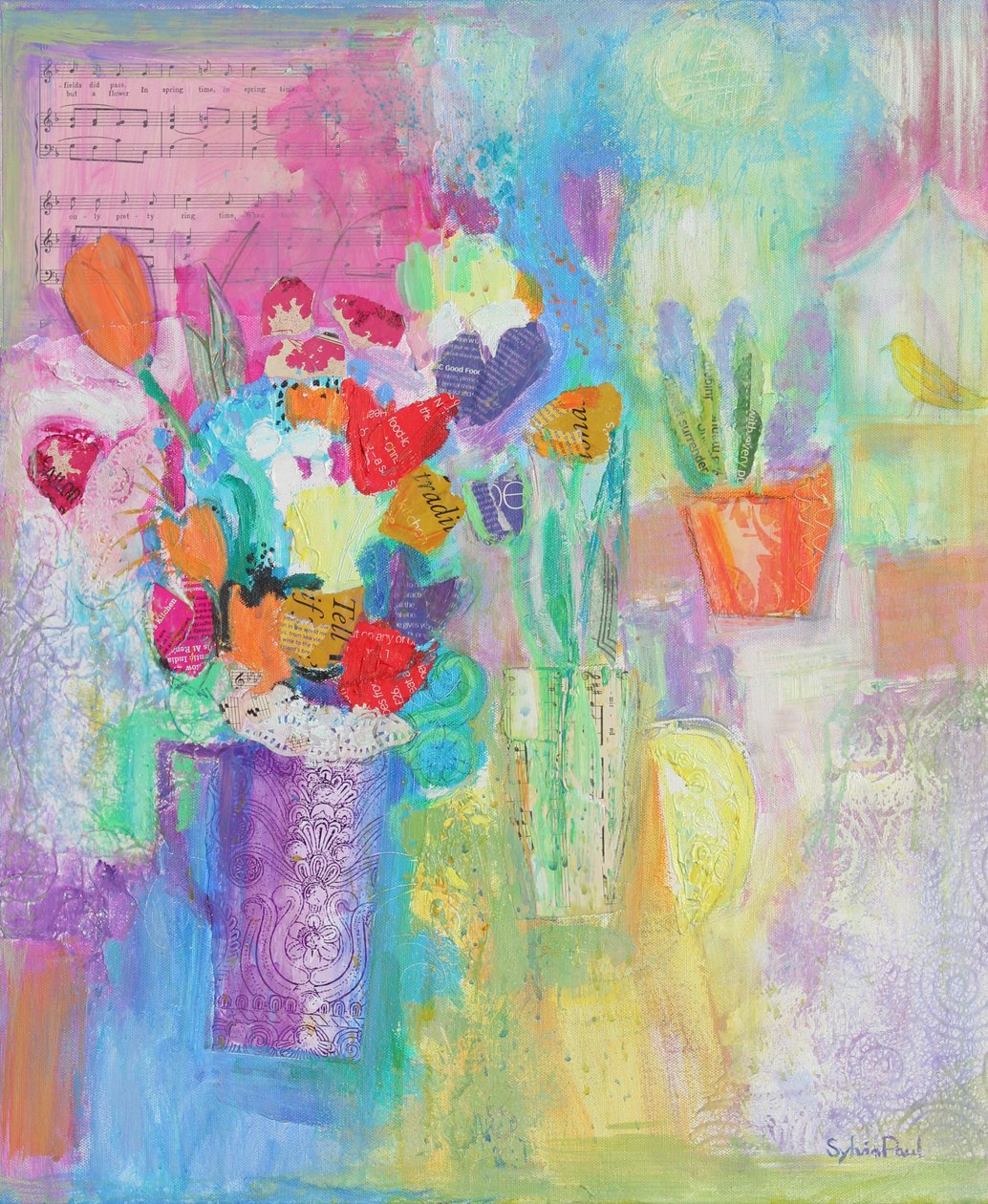 That Springtime Feeling 2014, akrylpapperscollage av Sylvia Paul
