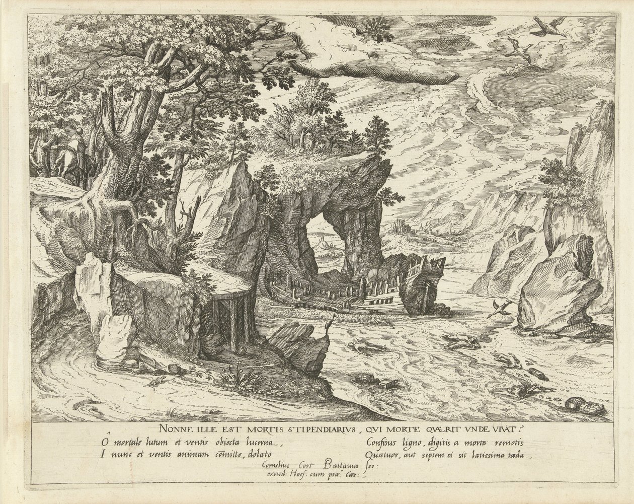 förlisning Allegoriska landskap (serietitel) av Symon Novelanus (attributed to)