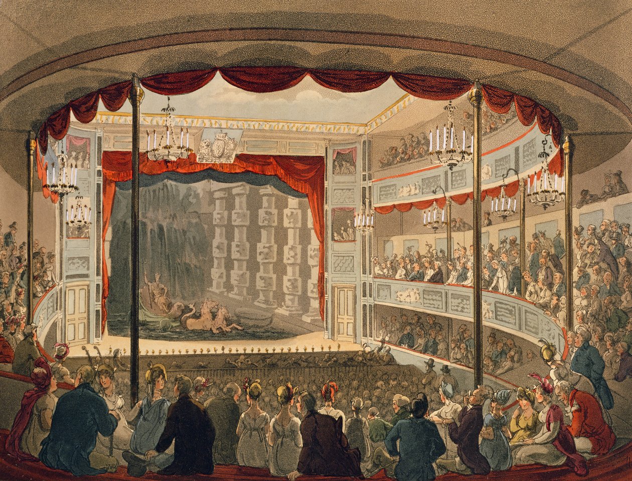 Sadlers Wells Theatre från Ackermanns Microcosm of London av Pugin and Rowlandson