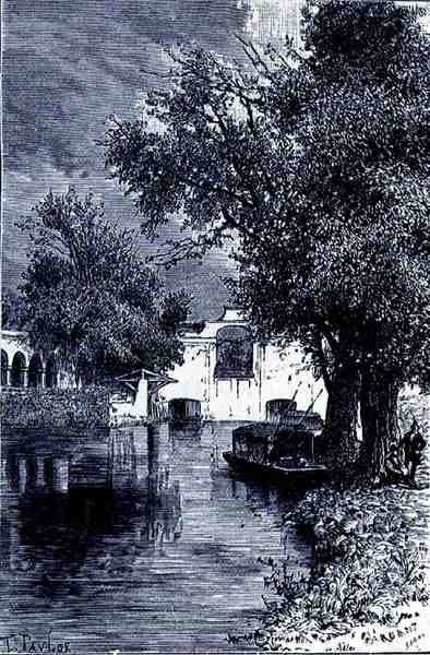Santa Anita Canal, från The Ancient Cities of the New World, av Claude-Joseph-Desire Charnay, pub. 1887 av T. after Taylor