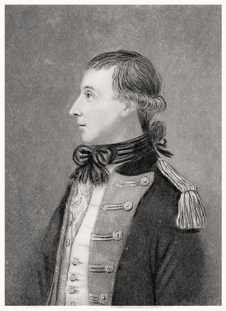 Theobald Wolfe Tone (1763-98), från ett originalporträtt som föreställer honom i sin volontäruniform av T.W. Huffam
