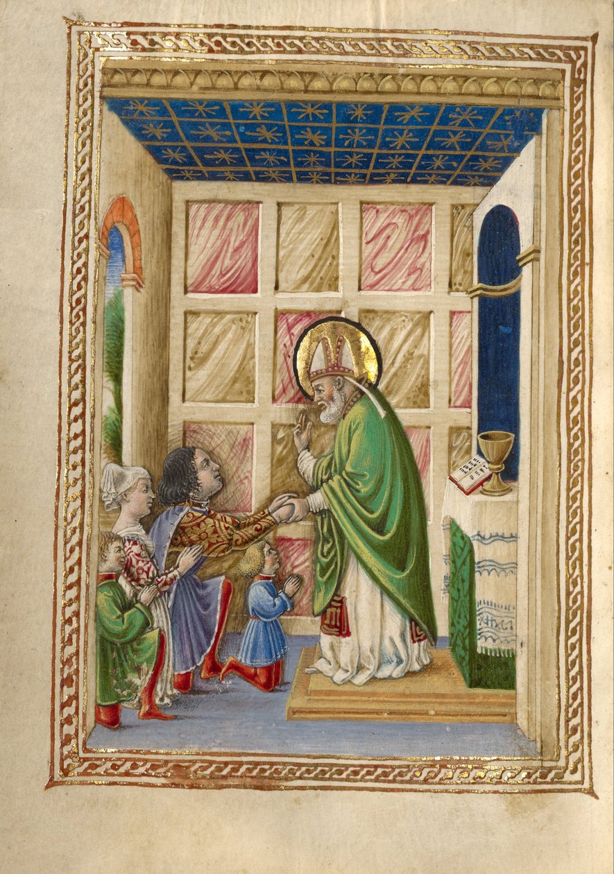 Saint Bellinus firar mässa av Taddeo Crivelli