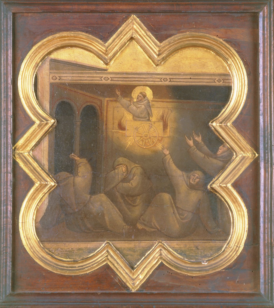 Uppenbarelsen av den helige Franciskus i Eldvagnen (tempera på panel) av Taddeo Gaddi