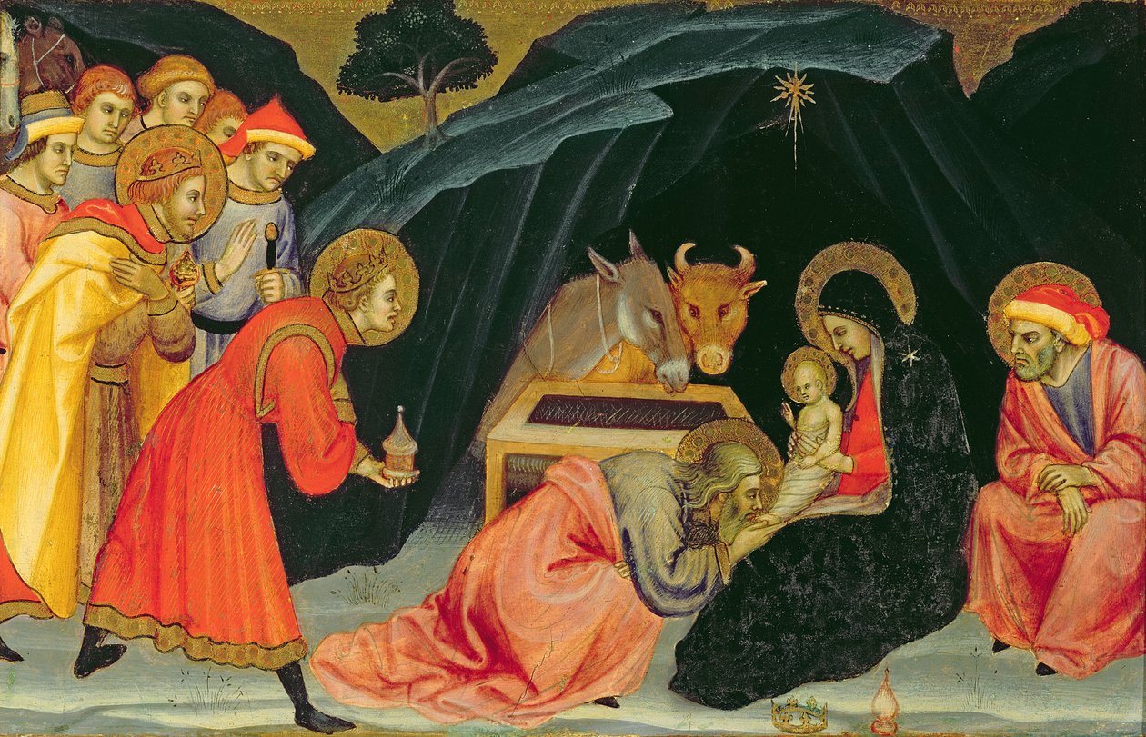 The Adoration of the Magi (olja på trä) av Taddeo di Bartolo