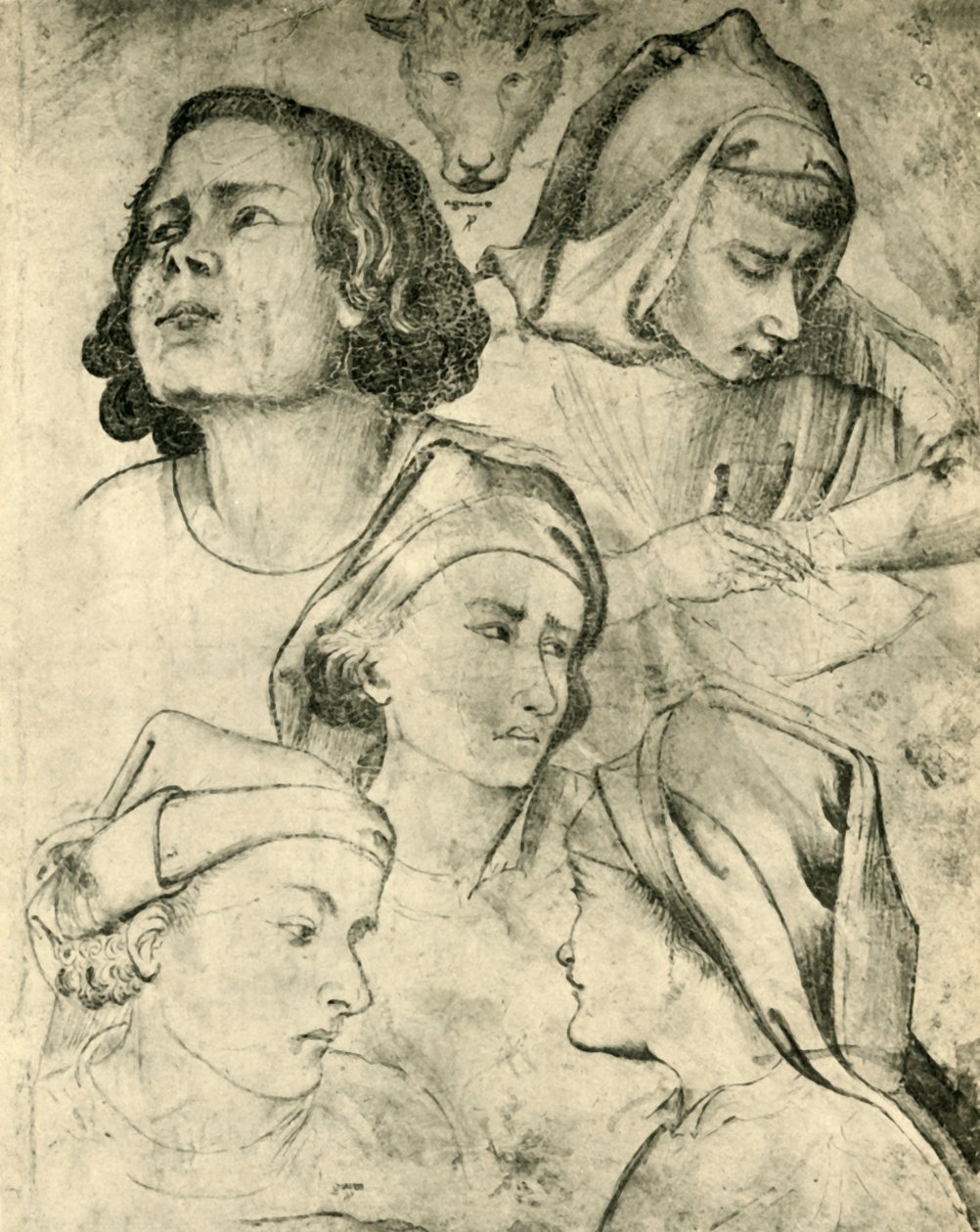 Studier av huvuden, c1320-1366, 1943 av Taddeo Gaddi
