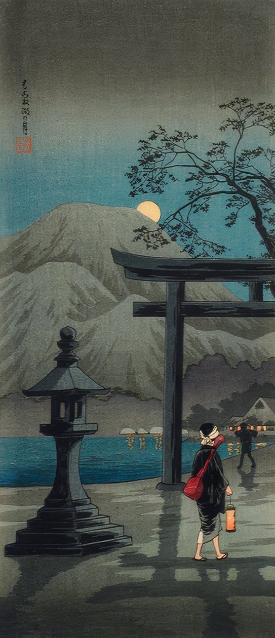 Hakone See im Mondschein av Takahashi Hiroaki