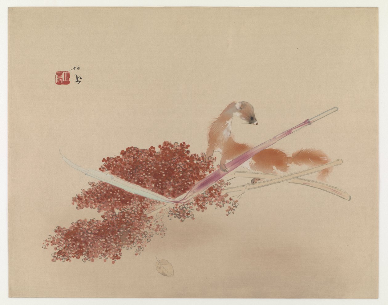 Seihôs Masterworks: Ferret And Millet (träblock i färg) av Takeuchi Seiho