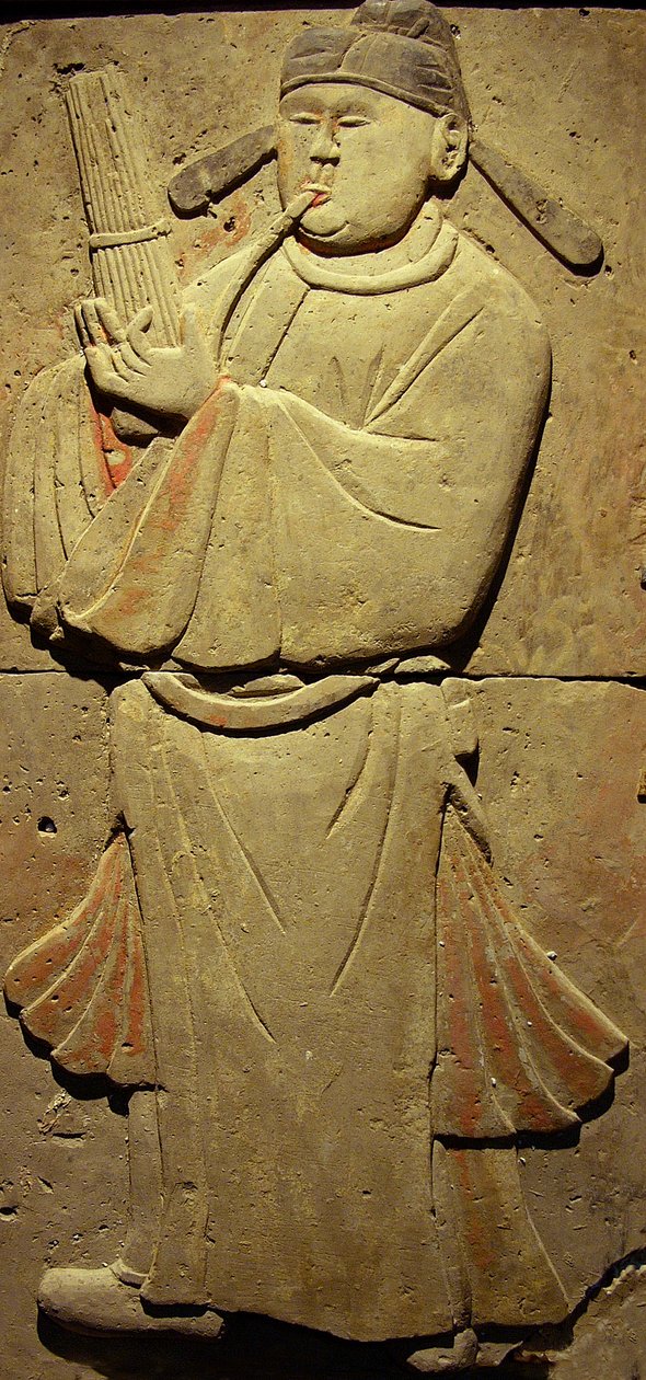 Stele föreställande en musiker (terrakotta) av Tang Dynasty Chinese School