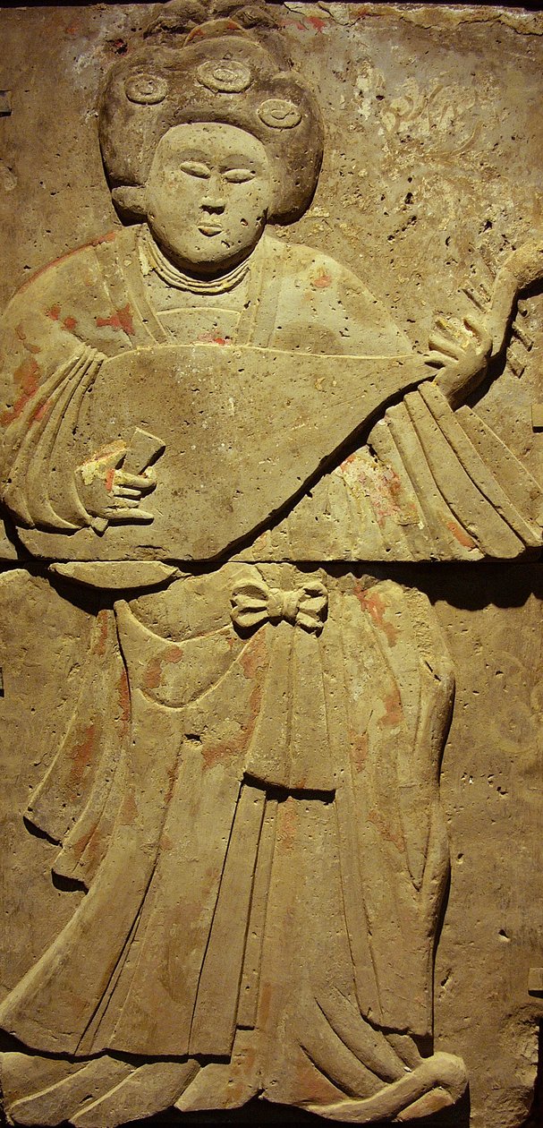 Stele föreställande en musiker (terrakotta) av Tang Dynasty Chinese School