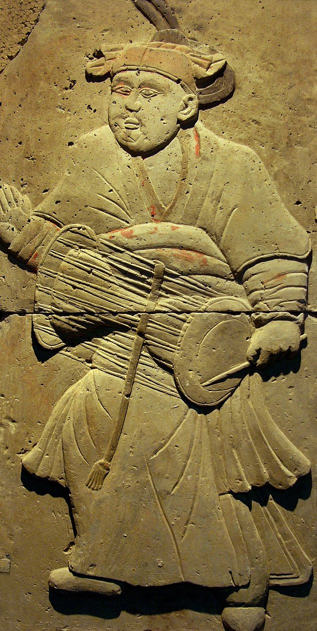 Stele föreställande en musiker (terrakotta) av Tang Dynasty Chinese School