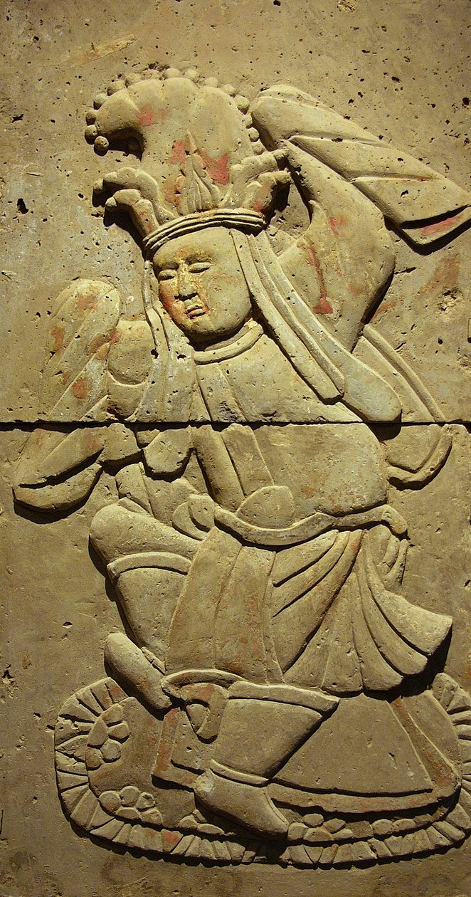 Stele föreställande en musiker (terrakotta) av Tang Dynasty Chinese School