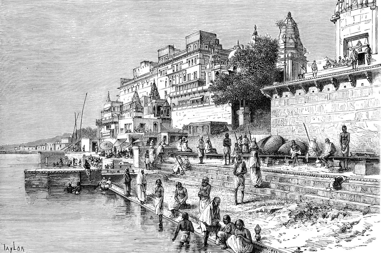 Benares Varanasi, Indien, 1895. av Taylor