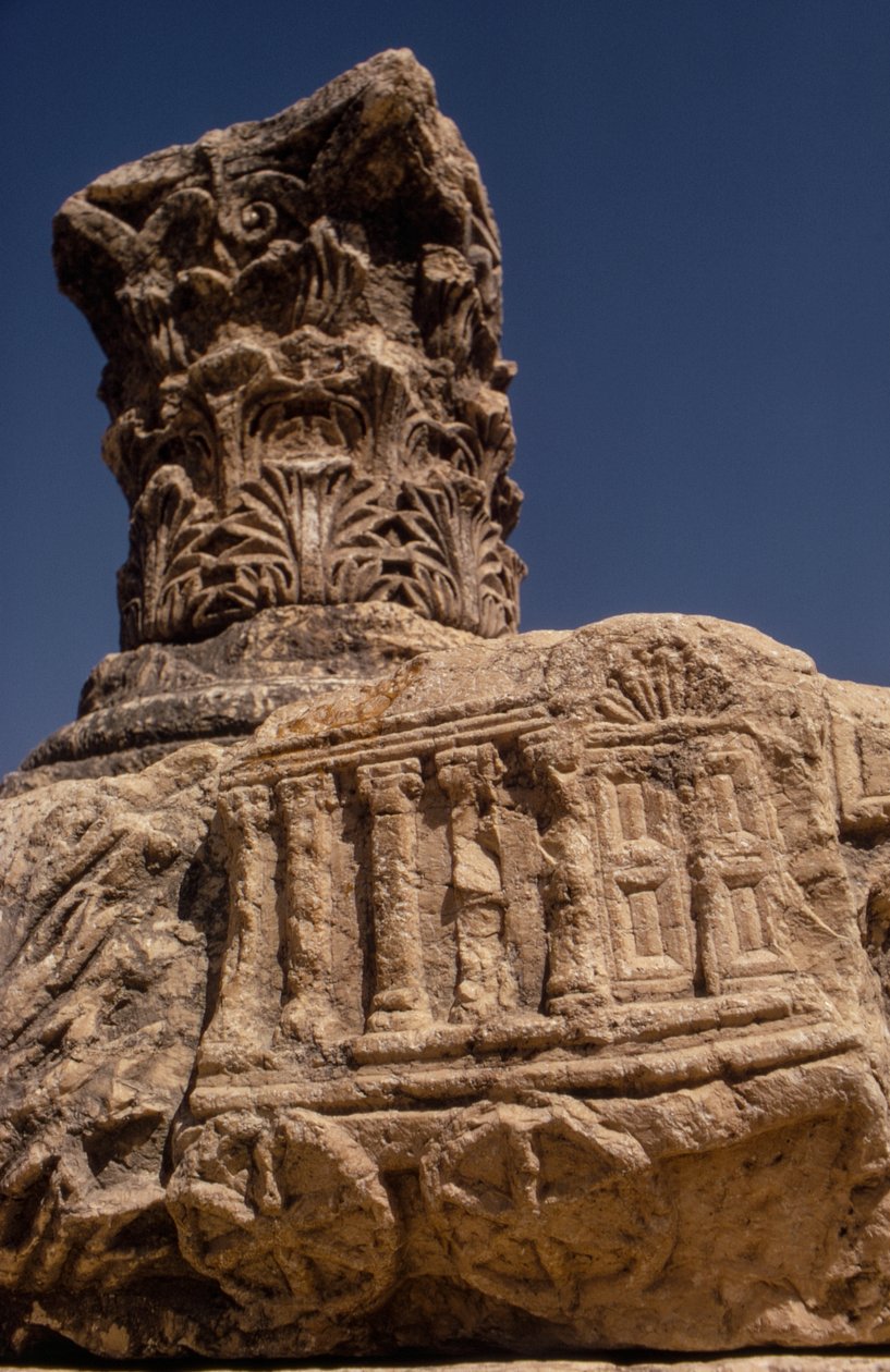 Synagogans ruiner i Kapernaum aka Copernaum, Israel. av Ted Spiegel