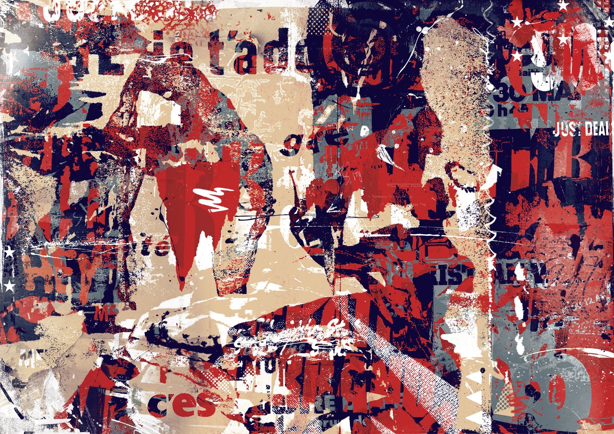 Abstraktion I, 2016 (Collage på duk) av Teis Albers