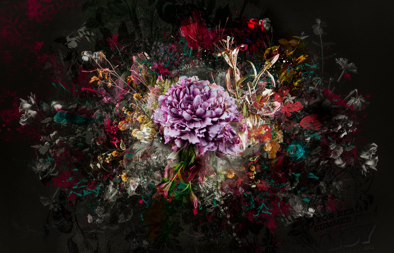 BOUQUET XXVII, 2019 (blandade medier på duk) av Teis Albers