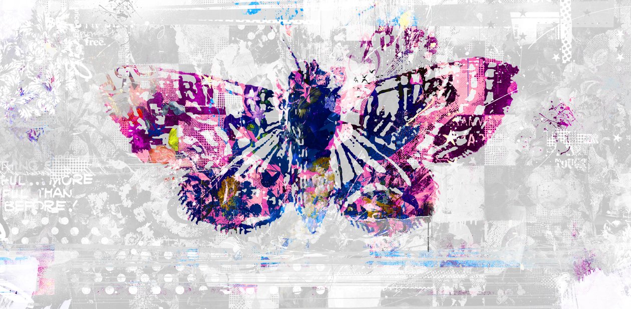 Butterfly Silhouette, 2016 (Collage på duk) av Teis Albers