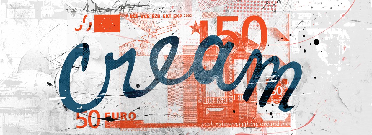 C.R.E.A.M., 2014 (Collage på duk) av Teis Albers