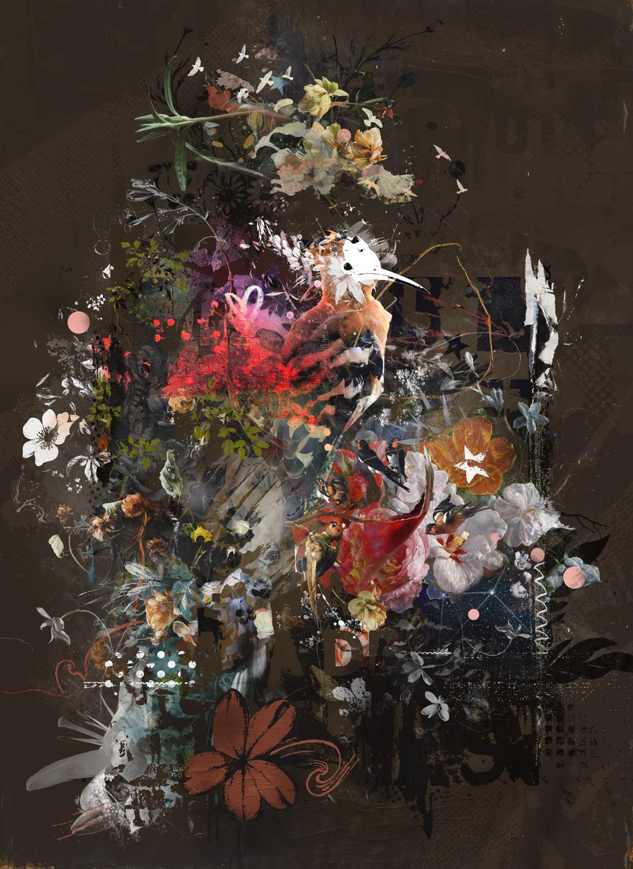 Blommor, 2018 (Collage på duk) av Teis Albers