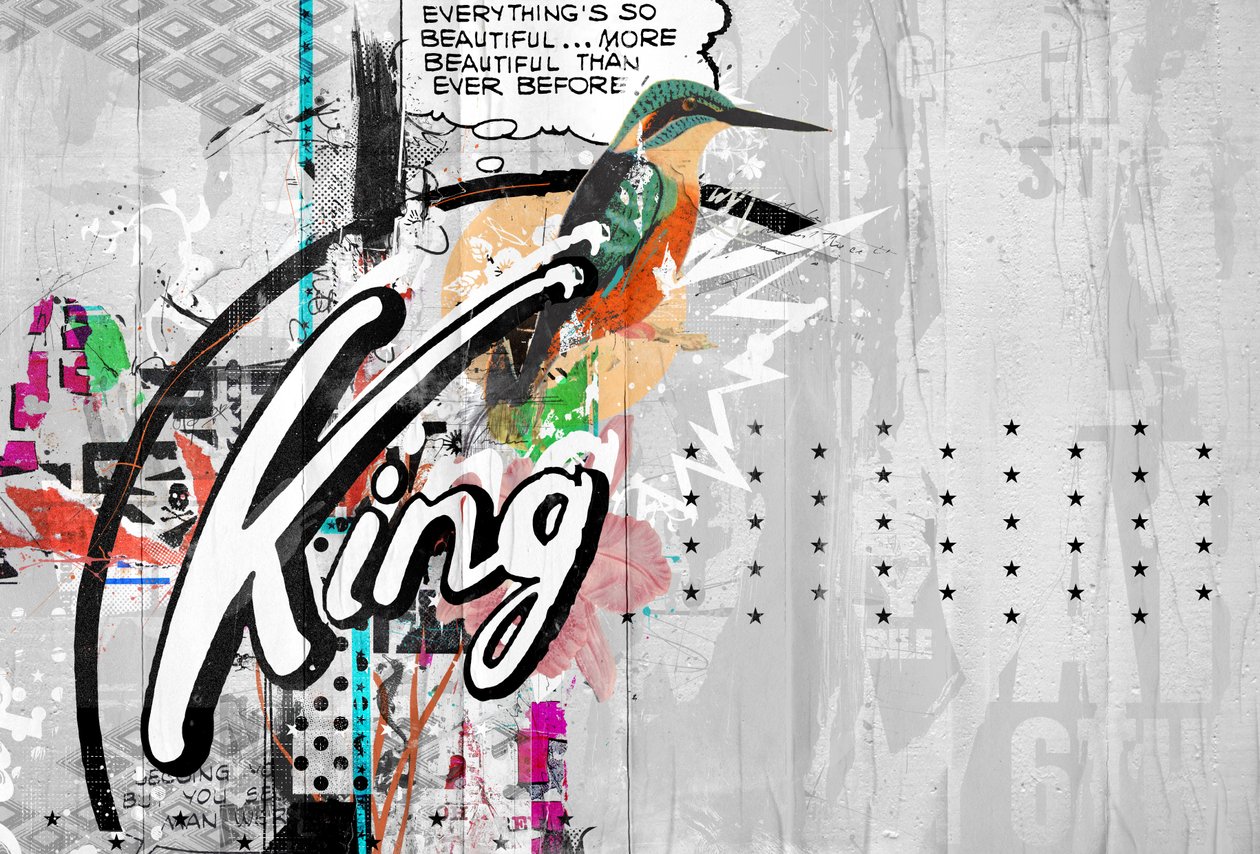 Kingbird, 2015 (Collage på duk) av Teis Albers